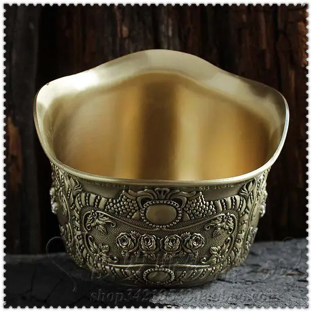 European-style Household Alloy Metal Bronze Trash Can Storage Bucket Creative Peel Sundries Tube Paper Basket Desktop Trash Can