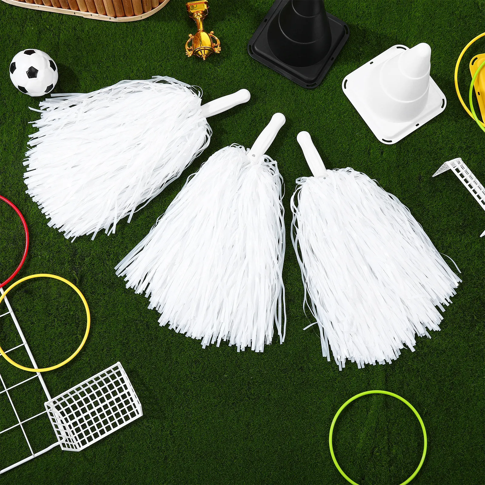 12 Pcs Cheerleader Accessories Cheerleading Hand-held Flower White Pom Poms Ornaments