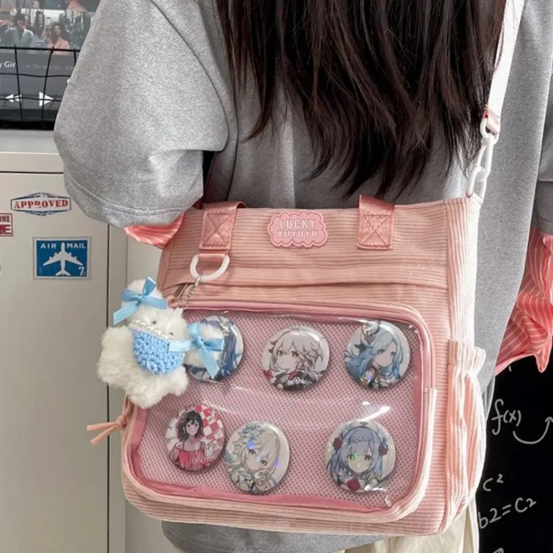Girls' Y2k Ita Bag New Japanese Design Transparent CrossbodyPreppy Style Messenger Bag Large Capacity Shoulder Bag