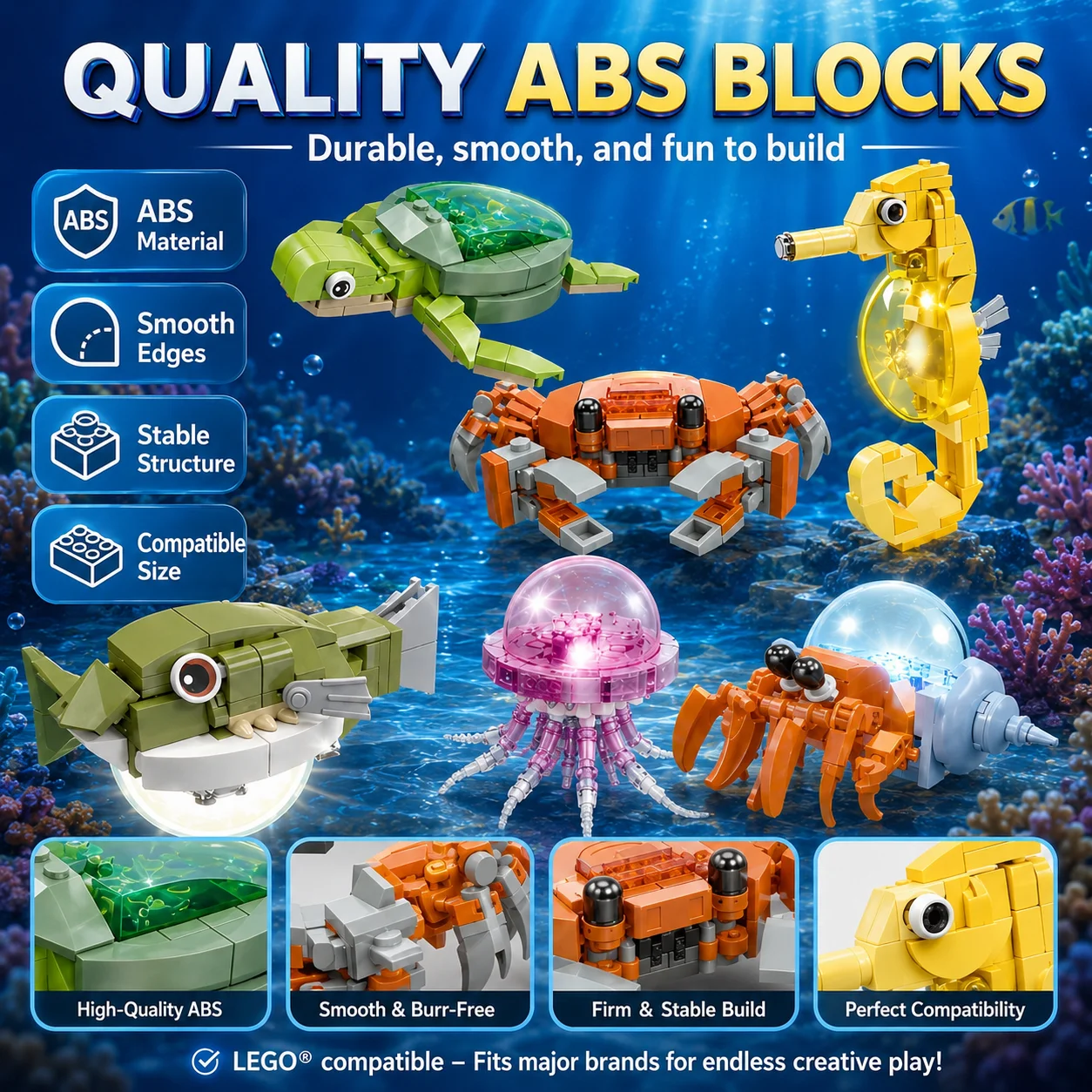3D Lighting Ocean Animals Buil - Kids Education World recension och pris