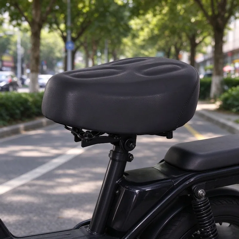 Enlarged Spring Electric Bicycle Saddle,Heavy‑Duty Shock‑Absorbing Battery Vehicle Seat Cushion,Waterproof Universal Replacement