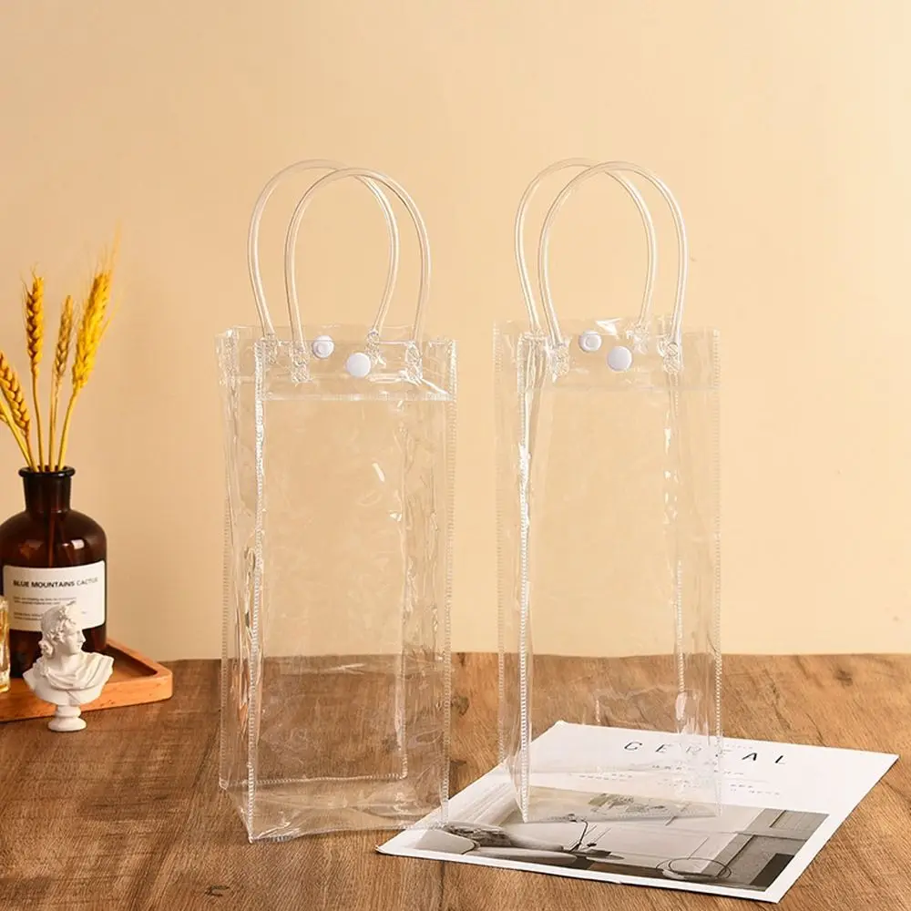 3Pcs Clear Transparent Bag Universal Plastic With Convenient Handle Cups Bottle Cover Waterproof PVC Bottle Bag Themos Bottle