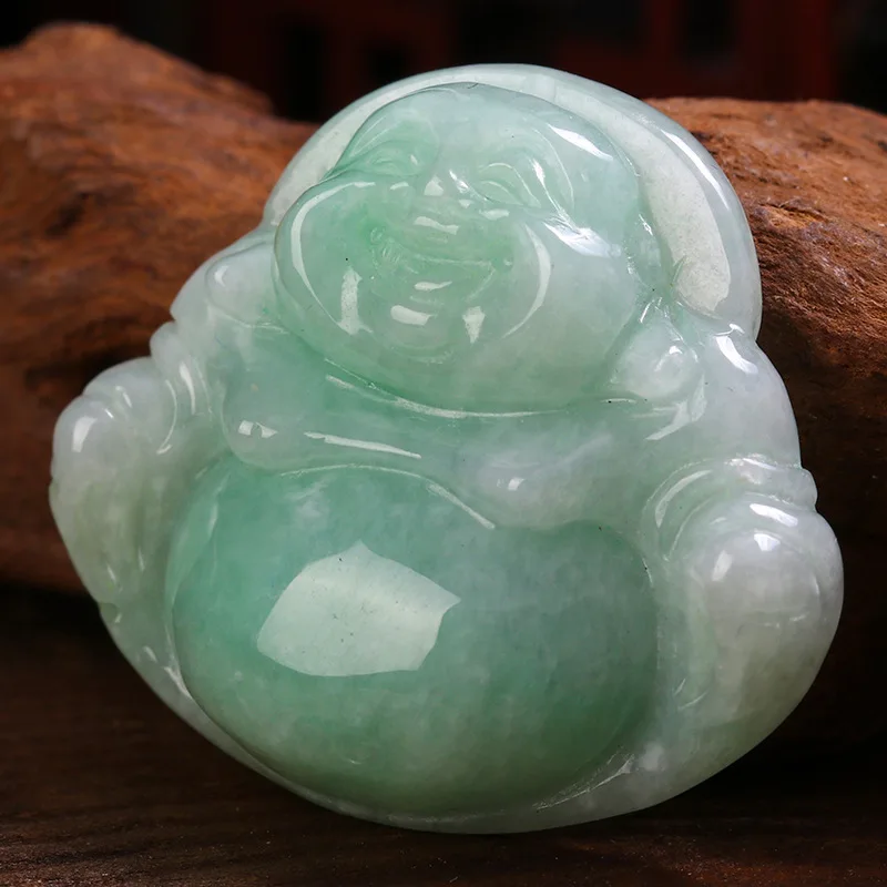 Wholesale Natural Feitsui Buddhle Sculpture Male Women's Jade Necklace Parent-Child Buddha Pendant