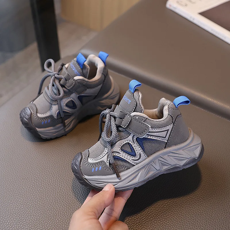 Spring and Autumn Children Sports Shoes Unisex Kids Sneakers Mesh Upper Breathable Basketball Shoes Tennis Casual Flats Footwear