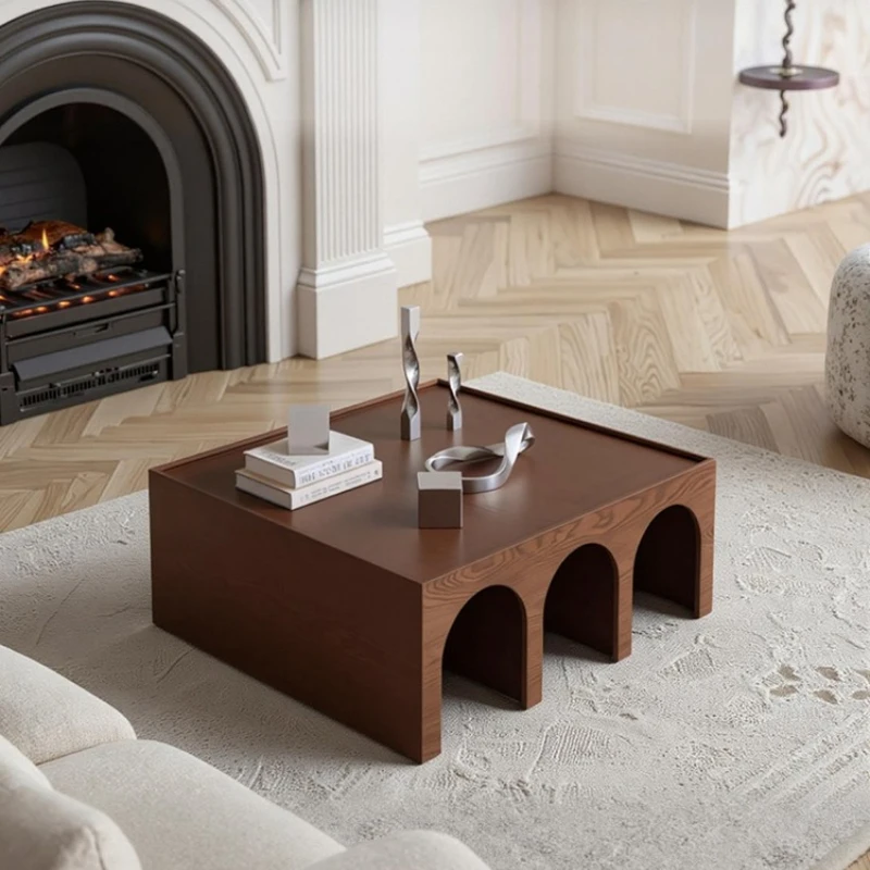 

Solid wood coffee table living room household small apartment light luxury high-end shelf floor bookshelf layer shelf