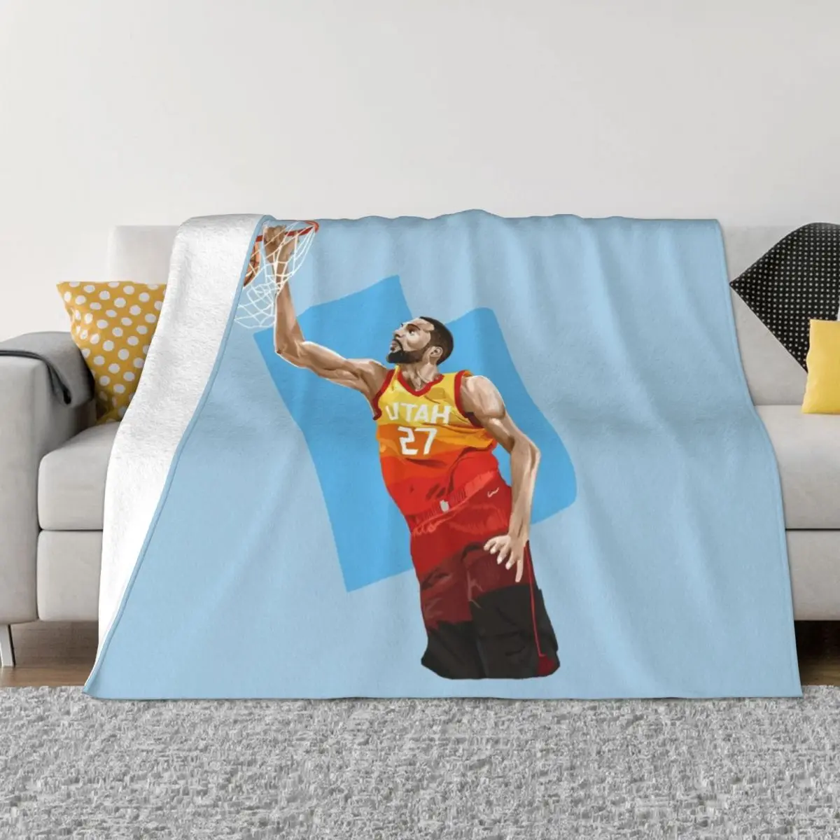 

Rudy Gobert Throw Blanket Plaid on the sofa Stuffeds Flannel Fabric Kid'S Blankets