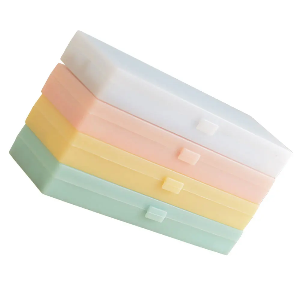 

4Pcs Sleek Edges PP Plastic Pencil Cases Translucent Frosted Design Pen Holder Box for Students Office Plastic Pencil Box