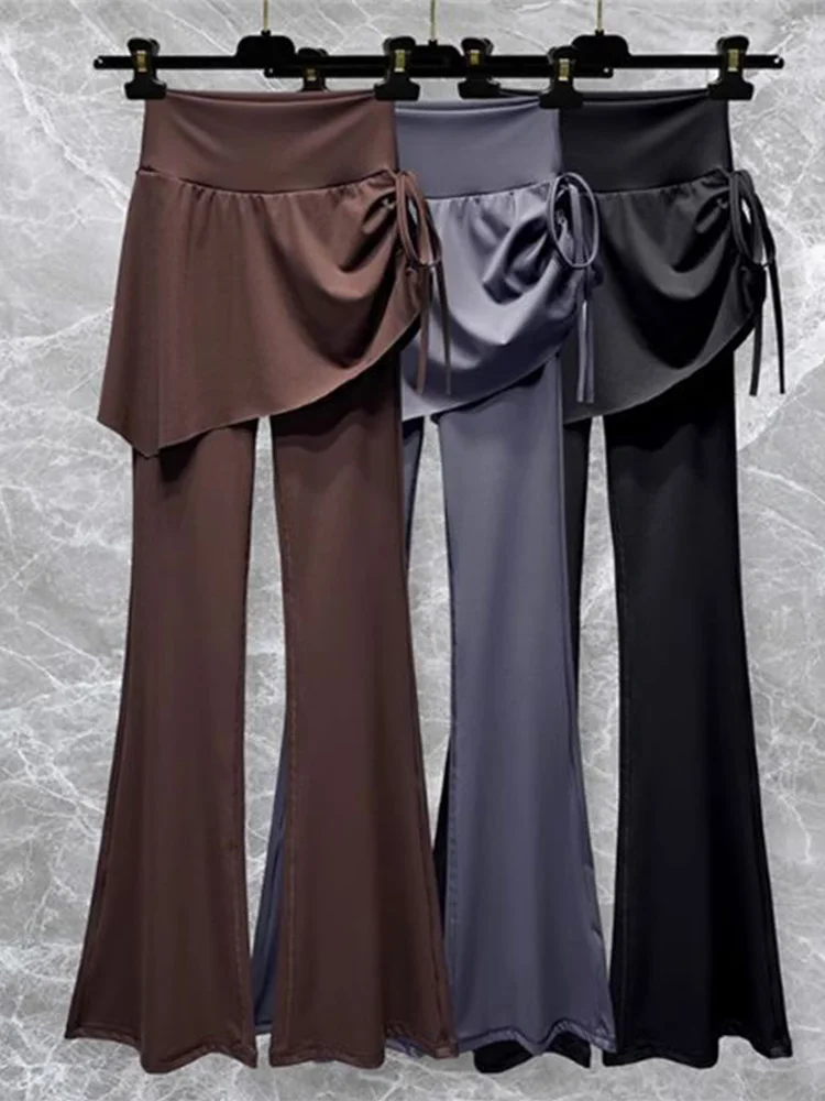 Pantalon de Yoga taille haute pour femmes, Micro évasé, vêtements d'extérieur de sport, Anti-exposition, Pilates, amincissant, jupe de Fitn