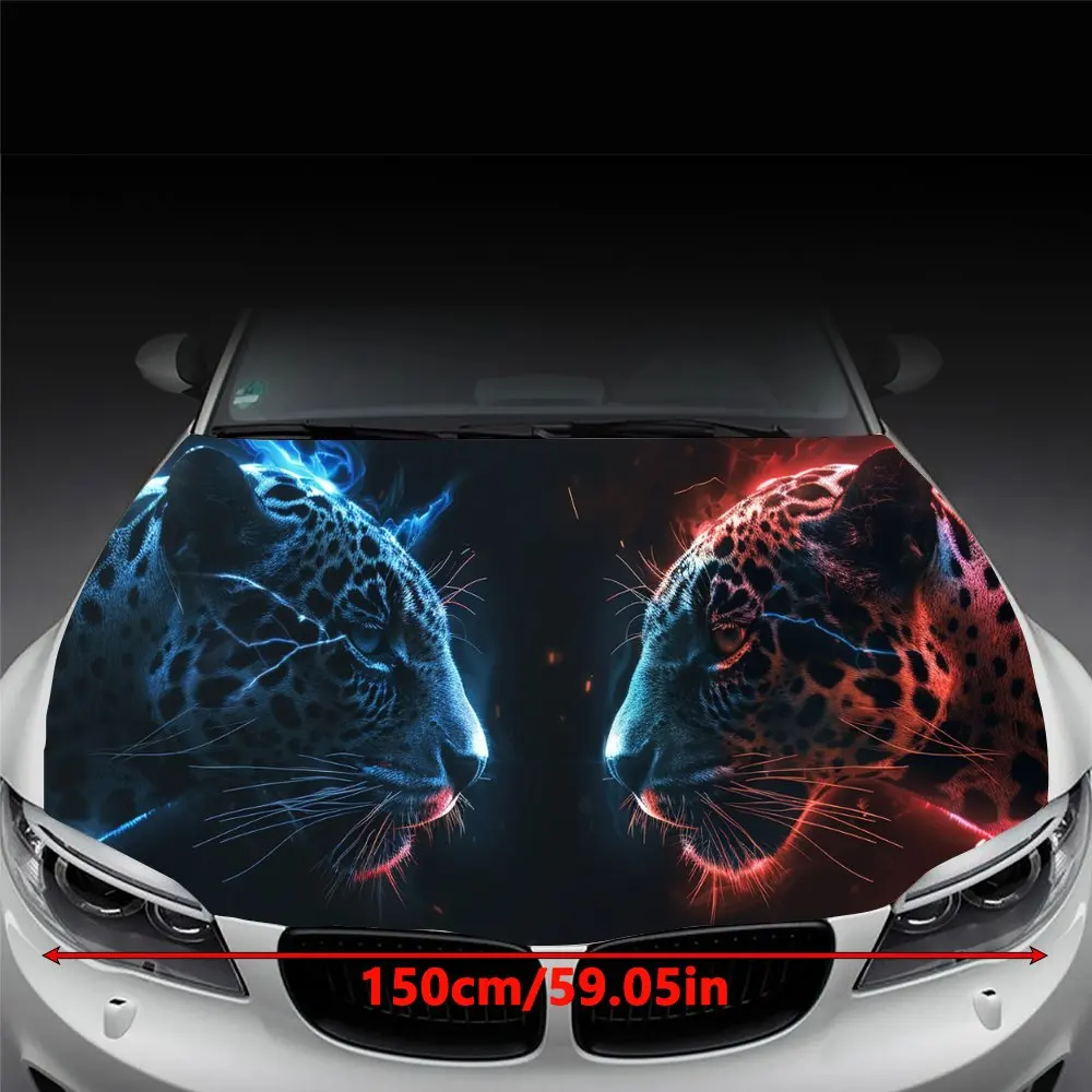 Animal Leopard Face to Face Print Car Hood Wrap Color Vinyl Sticker Truck Graphic Bonnet DIY Auto Accessories Decoration Decal