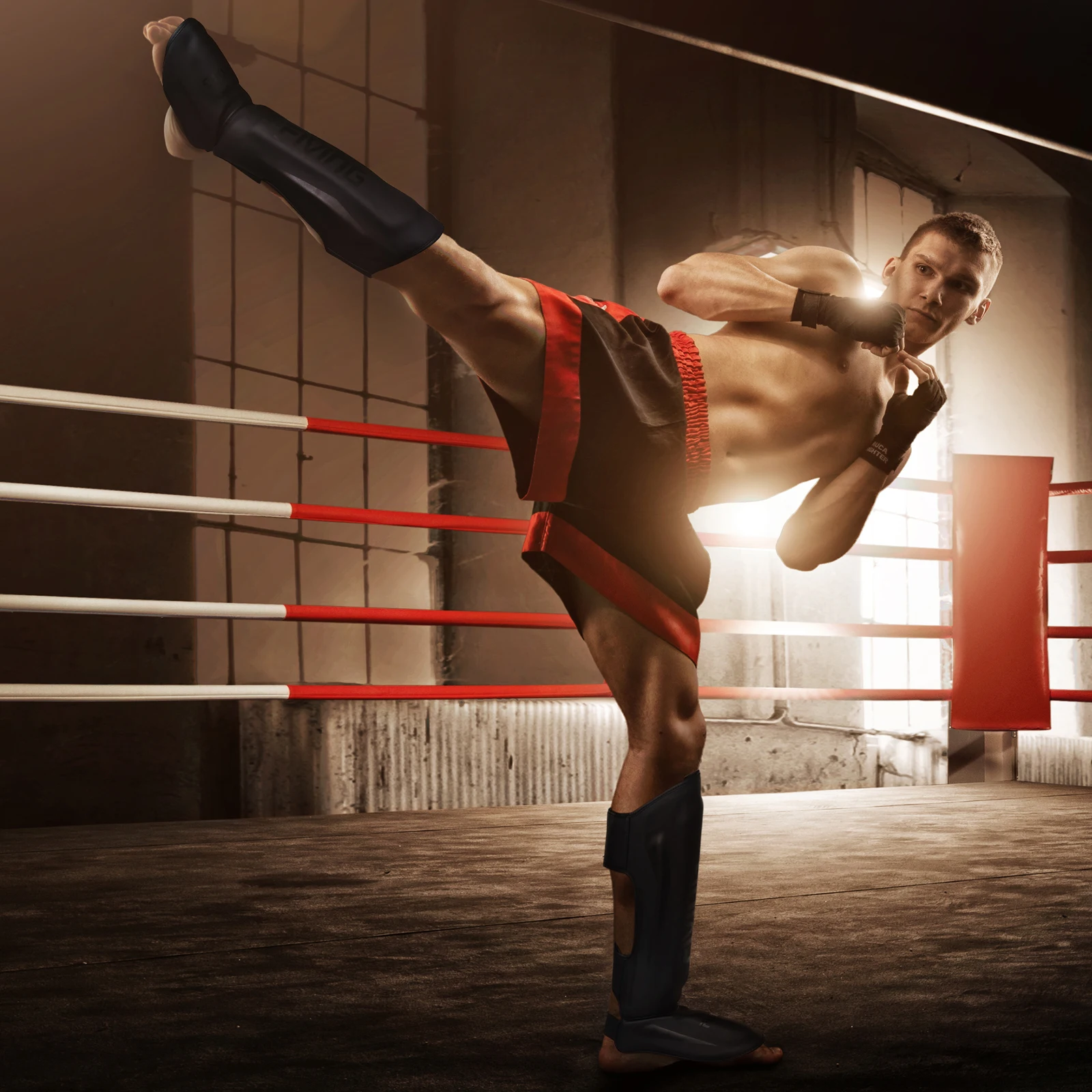 FIVING الشباب/الكبار الملاكمة التايلاندية ركلة الملاكمة MMA تصارع مشط القدم غطاء يقي قصبة الرجل منصات الكاراتيه القدم عرقوب حماة الساق دعم الكاحل