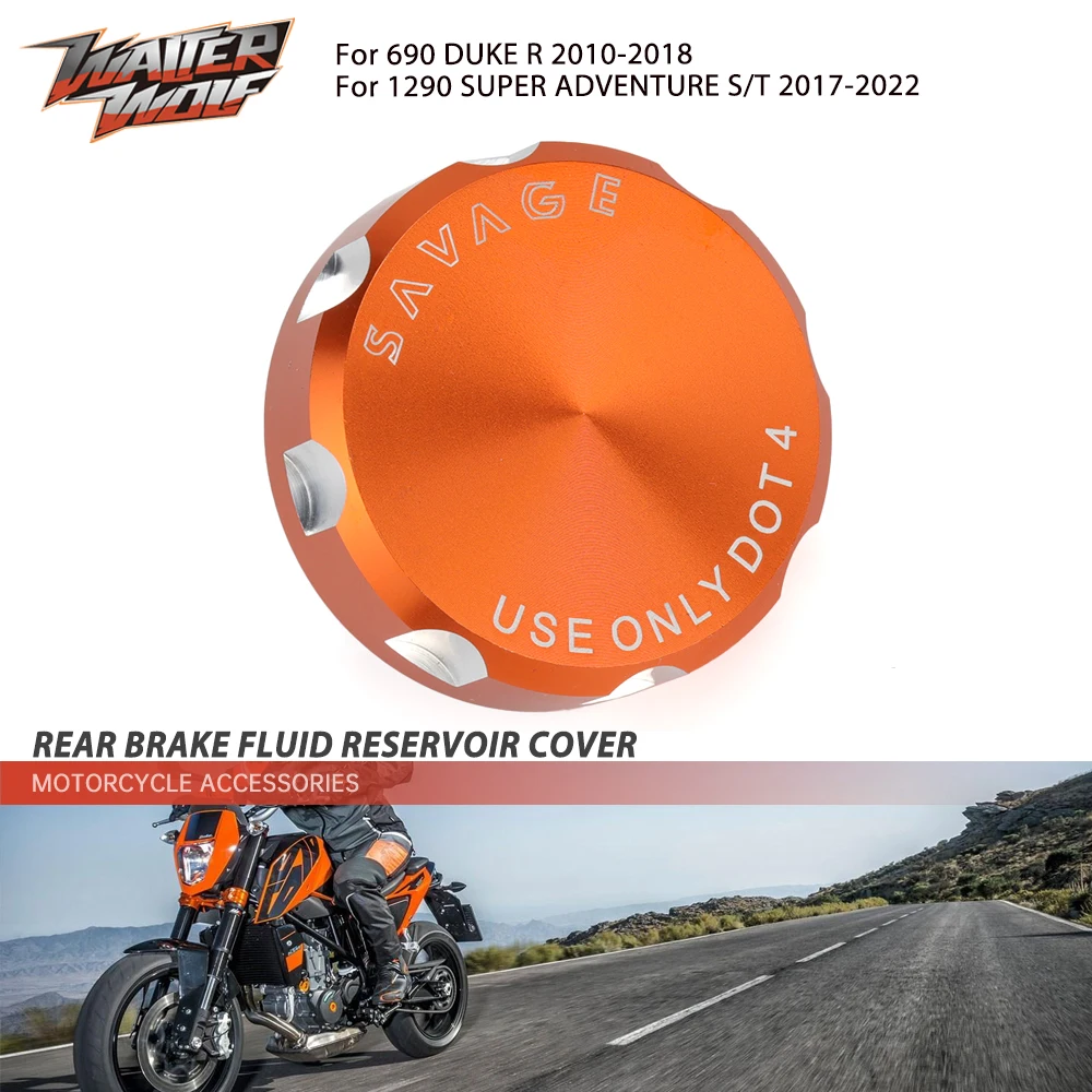 

Motorcycle Rear Brake Pump Fluid Reservoir Cover For 690 990 SUPER DUKE Enduro SUPERMOTO R SMC-R Accessories Cap Aluminum CNC