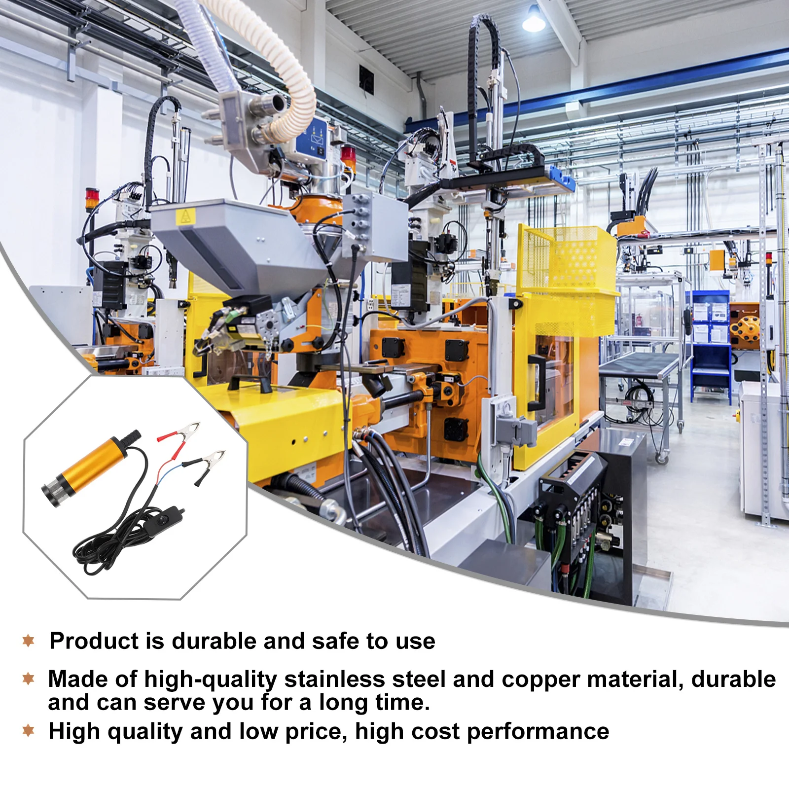 

1Pcs Electric Oil Pump Portable Stainless Steel Submersible Fuel Transfer Extractor for Agricultural Harvesters Construction