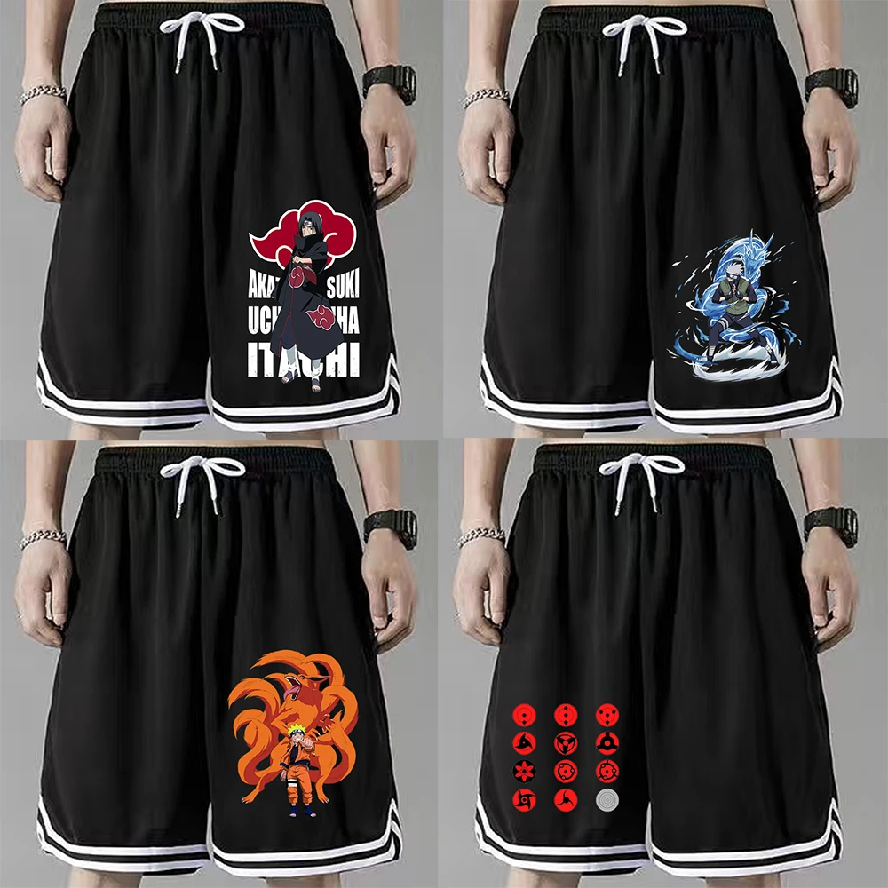 Anime NARUTO Gym Shorts Men Women Sasuke Kakashi Quick Dry Breathable Sports Training Compression Short Summer Beach Track Pants