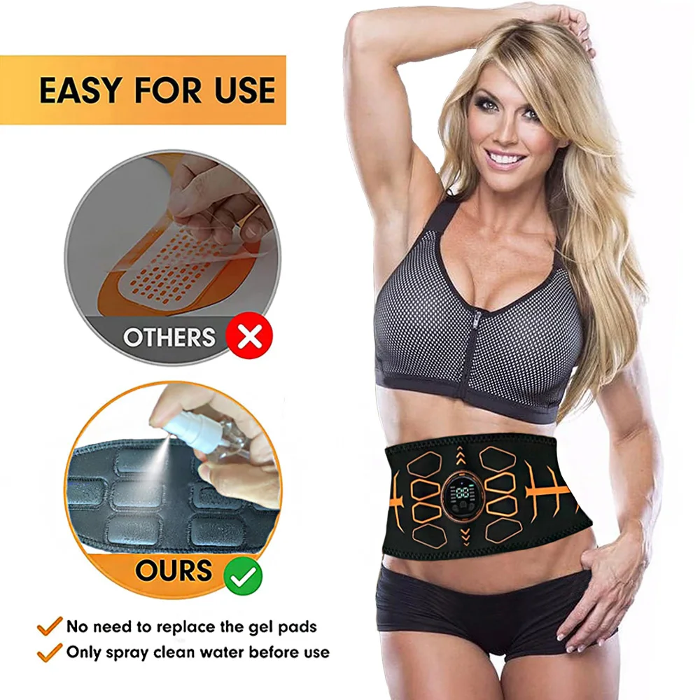 Estimulador muscular elétrico inteligente toner muscular ems cinto de tonificação abdominal recarga portátil emagrecimento massageador equipamentos fitness
