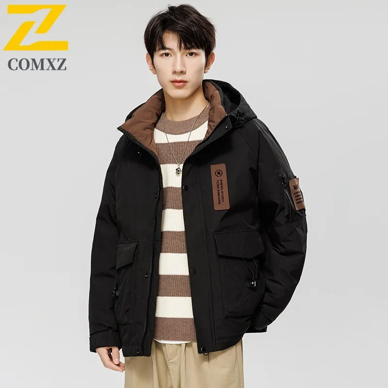 COMXZ الرجال الخبز سترة مقنعين متعددة جيب الدافئة في الهواء الطلق مغامرة ثلجي مبطن سترة تسلق مقنعين سترة الشتاء عالية الجودة #3