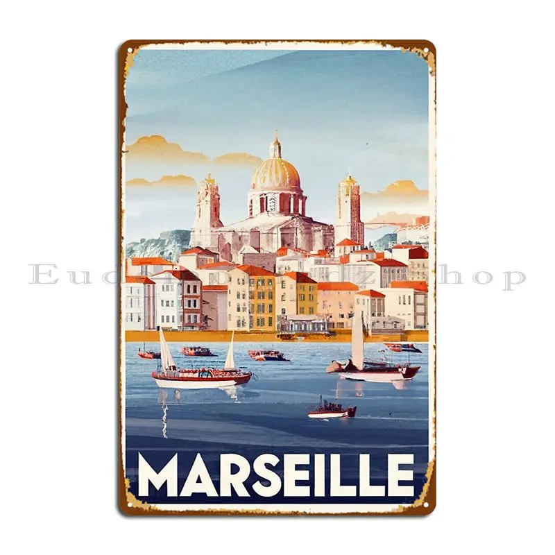 A Watercolor Illustration Of Marseille France Metal Signs Bar Classic Wall Decor Create Plaques Tin Sign Poster