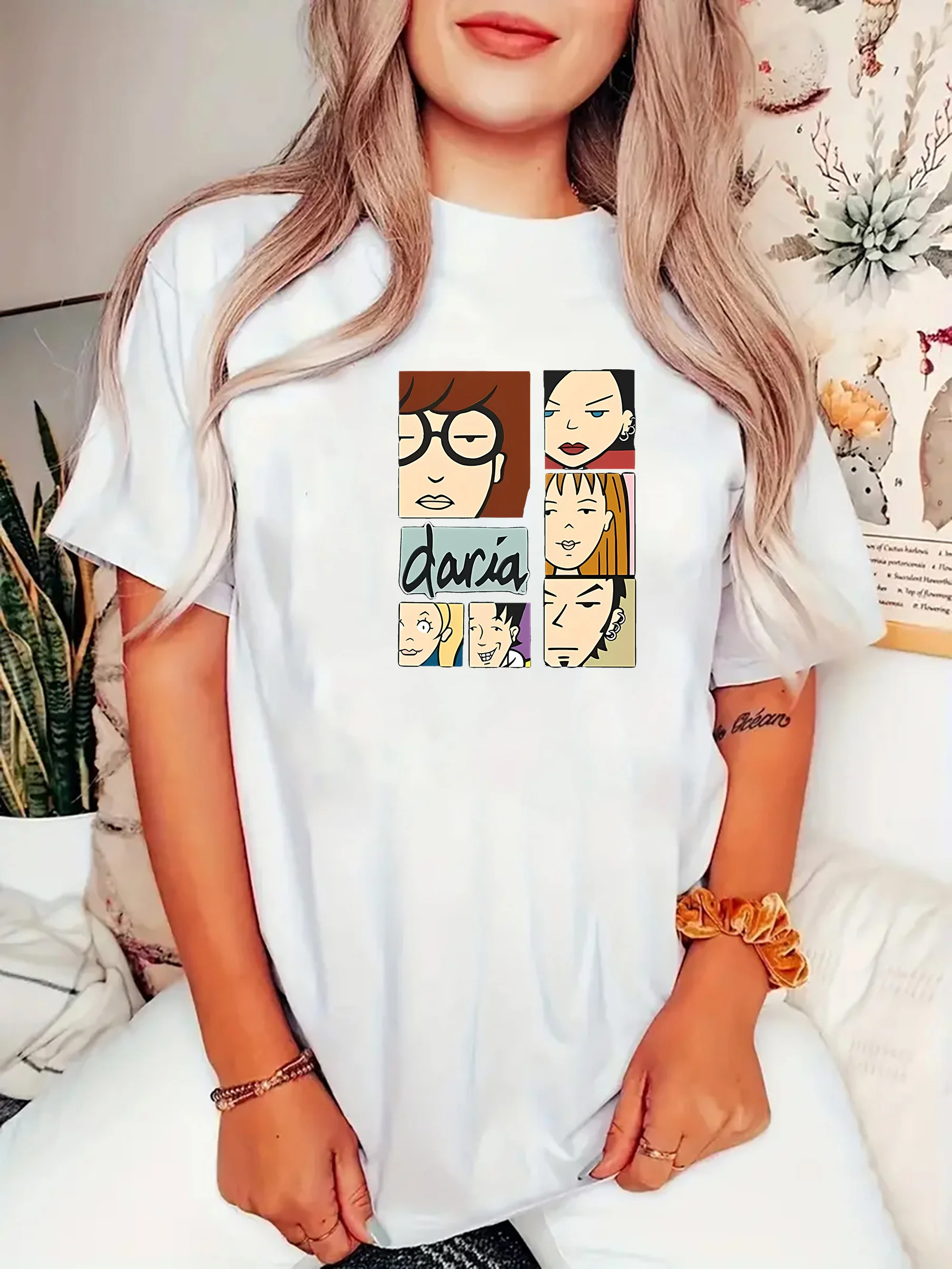 

Women's Cartoon Print Casual Summer T-Shirt, Crew Neck Short Sleeve Top, Lightweight & Comfortable Style