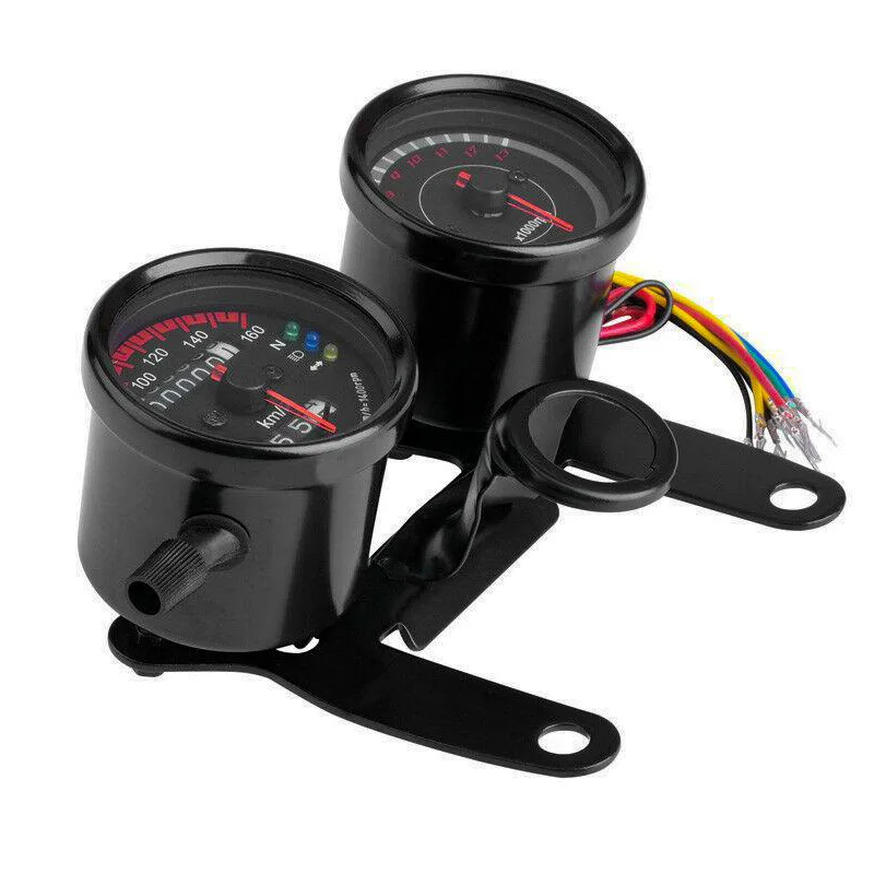 12V Motorcycle Speedometer Tachometer Dual Gauge Kit Fit for All Tradition Motorcycle Motorcycle Equipment Accessories