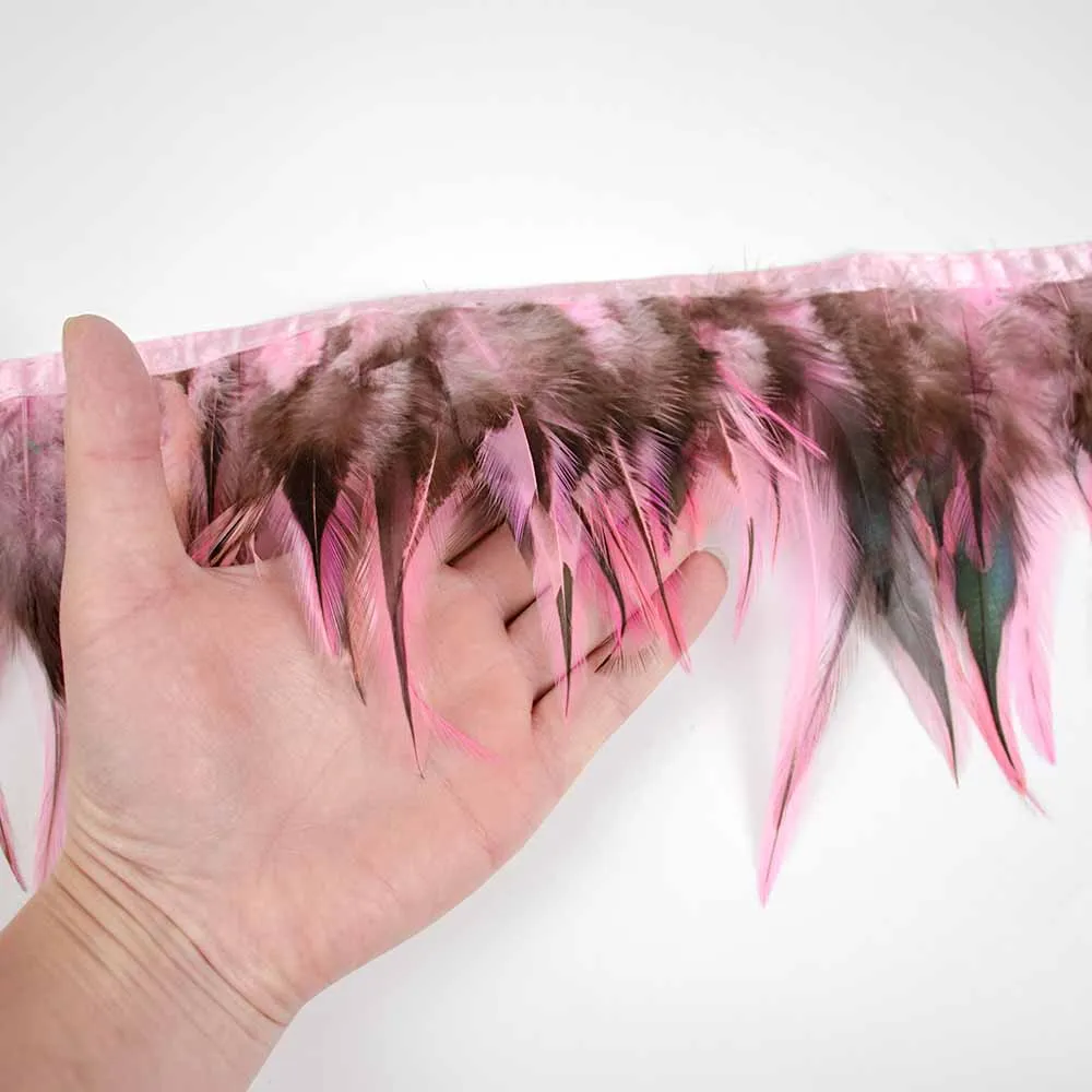 1Meter Natural Pheasant Feathers Trim Fringe 10-15cm Colorful Rooster Feathers Ribbon for Party Dress Sewing Plumes Decoration