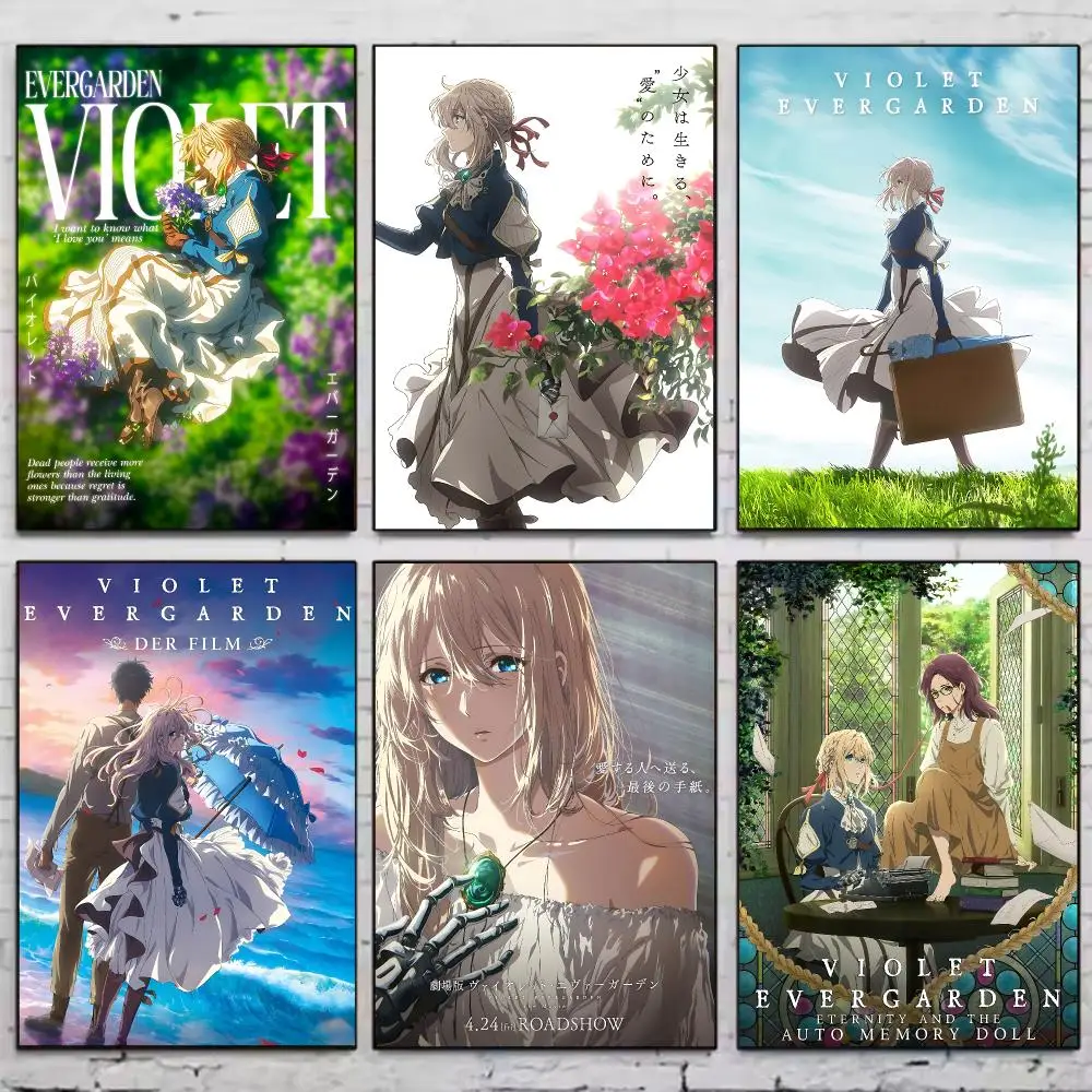Aniem V-violet Evergarden Poster Vintage Wall Art Aesthetic Room Decor Print Living Room Bedroom Home Decoration