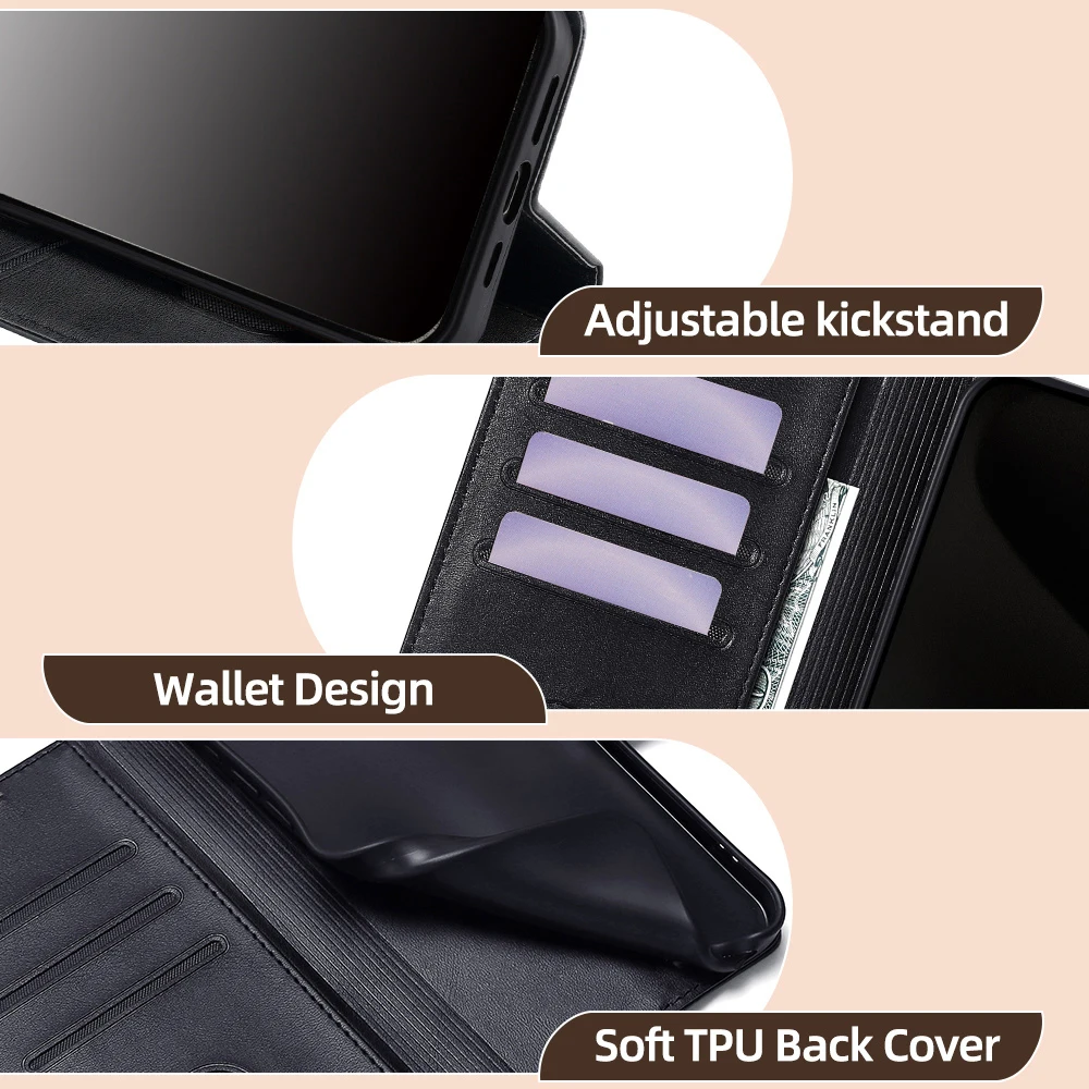 حافظة جلدية لهاتف سامسونج جالاكسي A17 5G جالاكسي A07 4G غطاء حماية مشبك مغناطيسي حافظة كتب قابلة للطي لهاتف سامسونج A17 A16 فتحات بطاقة