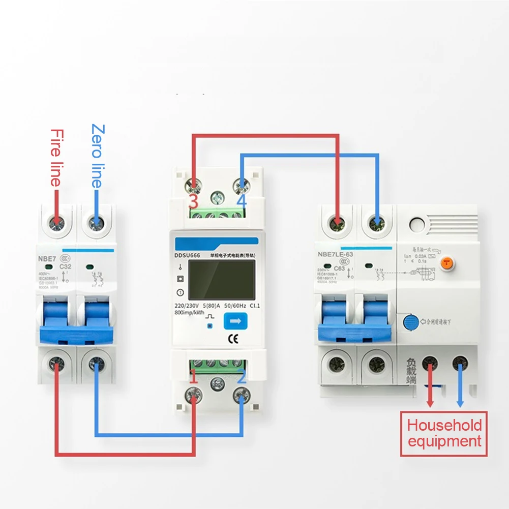 Digital Guide Rail Meter Electricity Meter Single Phase Rail DIN RS485 Smart Household 220V Electronic Meter Electricity Meter