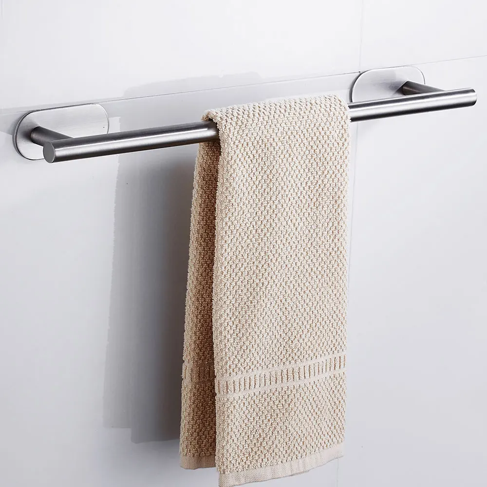 ​Towel Holder Stainless Steel Self Adhesive Towel Rail Space Saving No Drilling Towel Rack Bathroom Hardware for Home Hotel