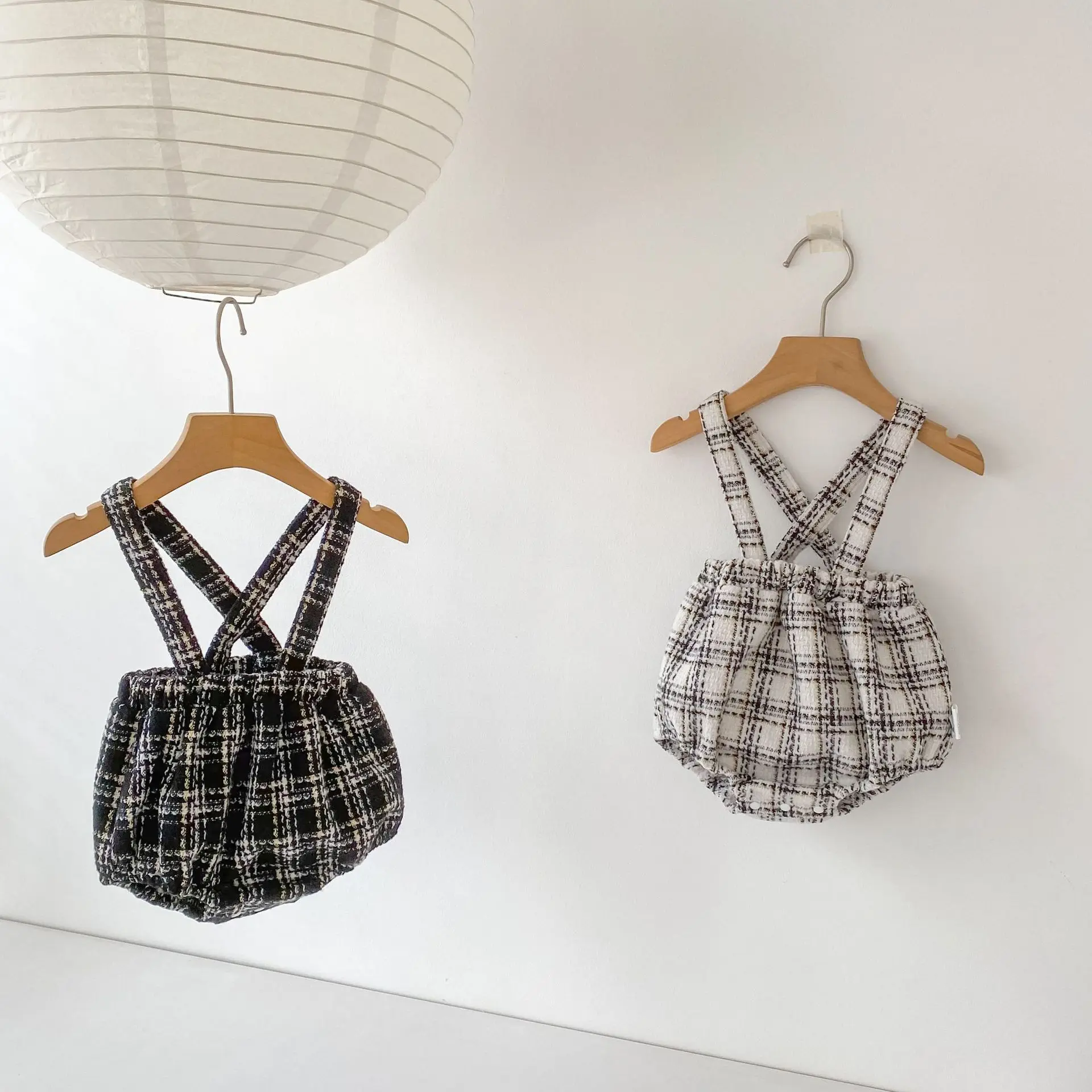 2026 Spring Collection Infant and Child Boys and Girls Baby Small Fragrant Style Strap Pants Pants Triangle Pants Strap Jumpsuit