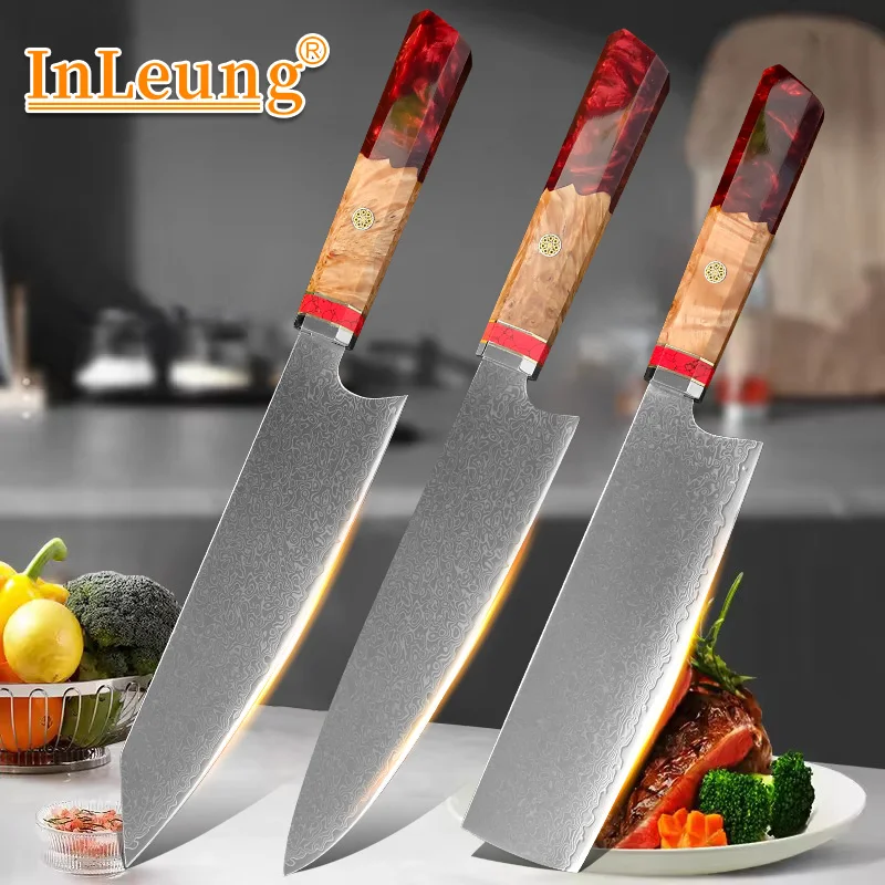 Premium VG10 Damascus Gyuto Knife Razor Sharp Forged Japanese Style Chef Knife Professional Slicing Meat Kitchen Cooking Tool
