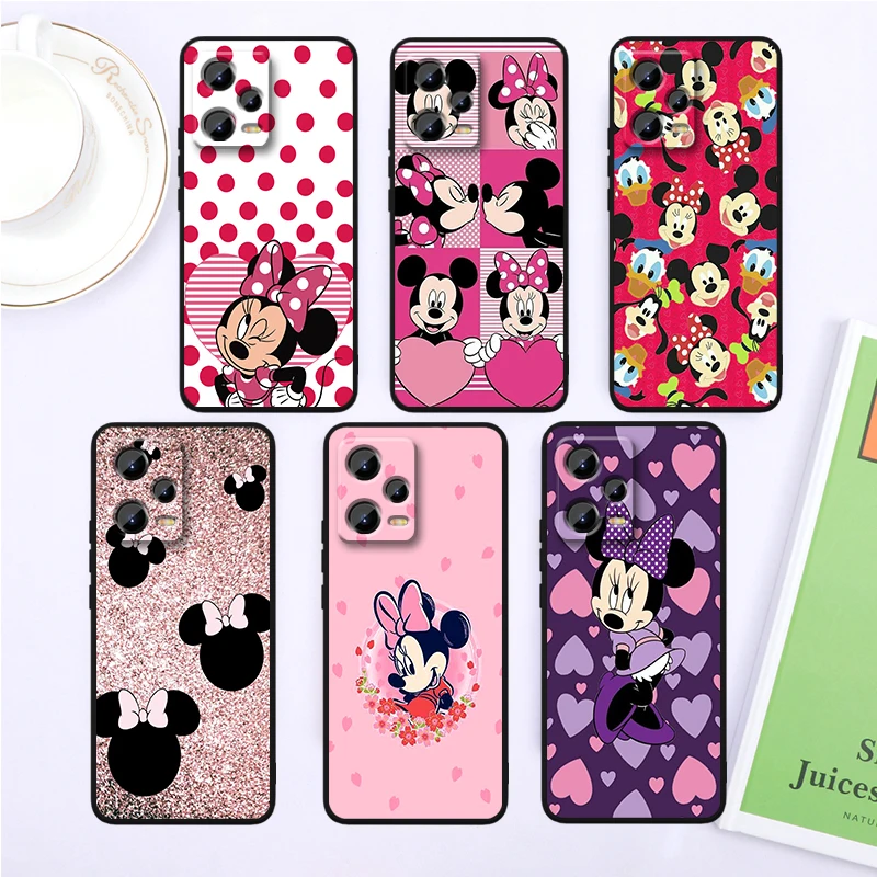 Disney Fashion Mickey Minnie For Xiaomi Redmi Note 13 12R 12 12S Turbo 11 11T 11S 10 10S Pro Plus 5G Black Funda Phone Case