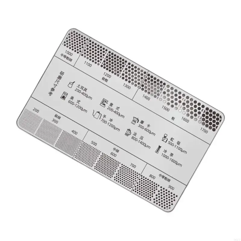 96GF بطاقة مرجعية لطحن القهوة، حجم طحن القهوة، مسطرة حجم الطحن، بطاقة مرجعية لطحن القهوة المعدنية، أدوات قياس القياس