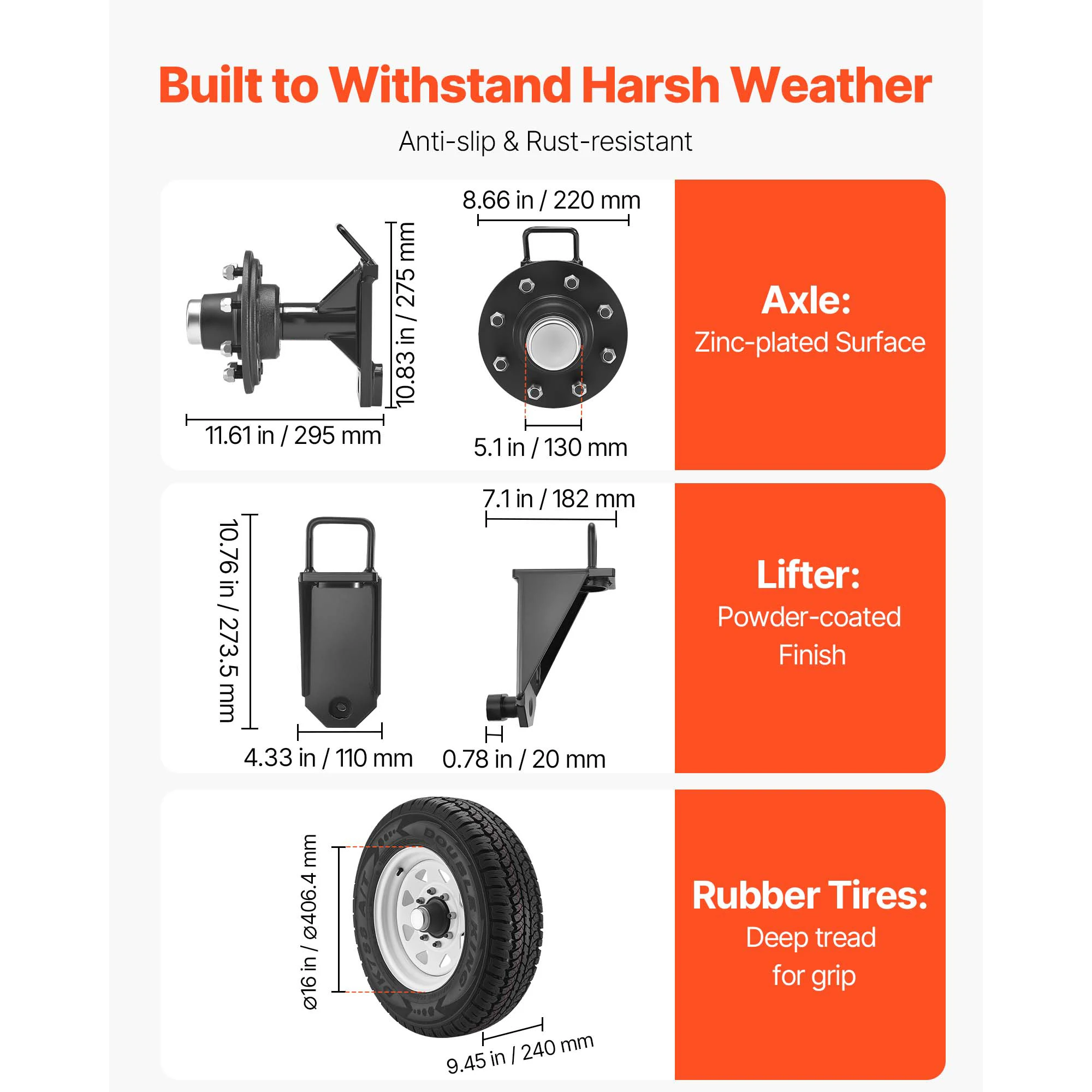 SucceBuy Shipping Container Wheels 8-Lug Wheels Kit with Ratchet Tie Down-Moves 20ft - 40ft Secure Transport for Dock Warehouse