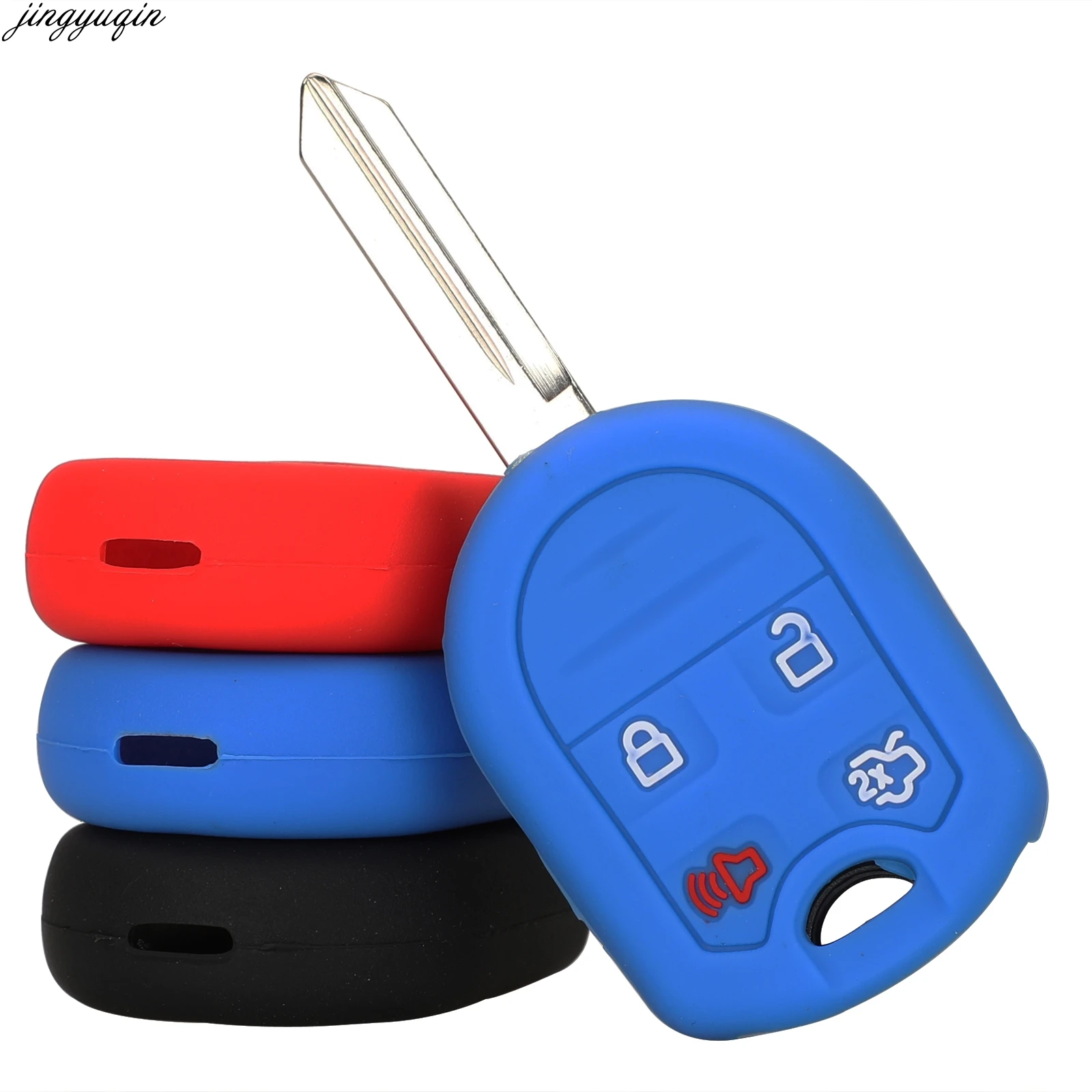 Jingyuqin 3/4/5Button Silicone Car Key Cover Case Protection Bag For Ford Mustang Expedition Edge Explorer Focus Taurus X Escape