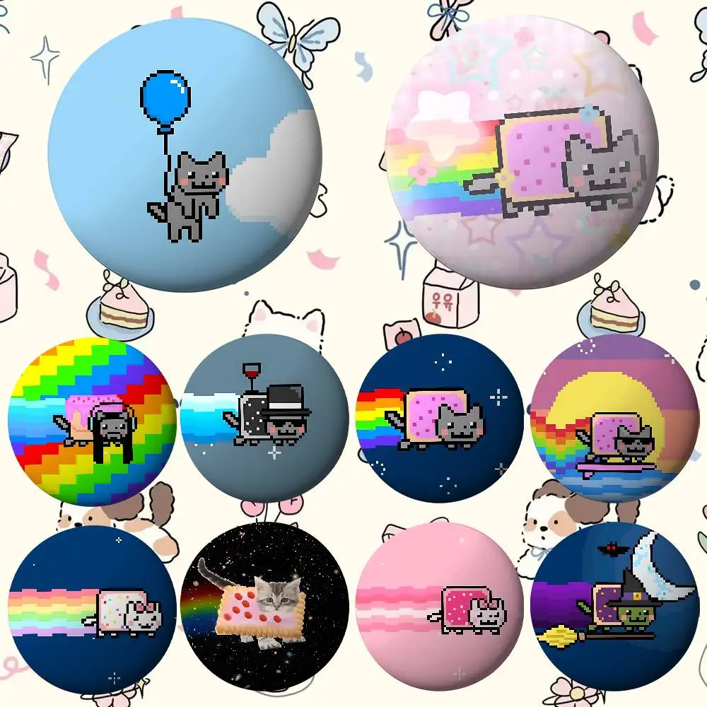 Funny Cute N-nyan Cat Badges Tinplate Soft Button Pin Brooch Metal Badge Custom Jewelry Accessories Hat Bag Lapel