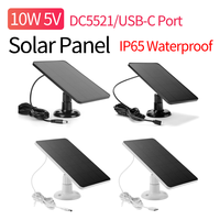 10W 5V IP Security Camera Charger Type-C DC5521 Monocrystalline Portable Solar Panel Wall Mount for Intelligent Doorbell Camera