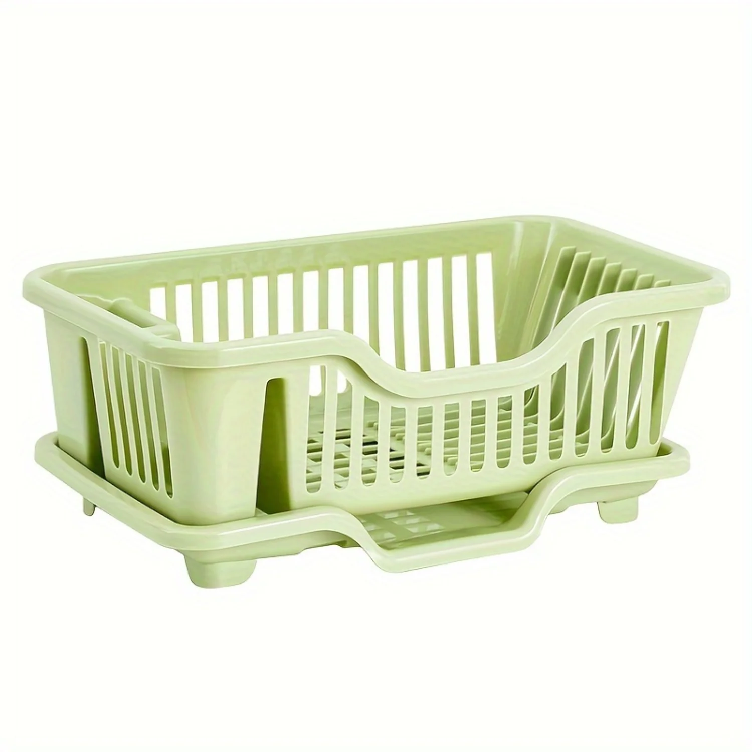 Plastic Dish Rack with Drainboard, Multi-Functional Kitchen Strainer, Colander for Fruits/Vegetables, Easy-Clean Double-Layer, D