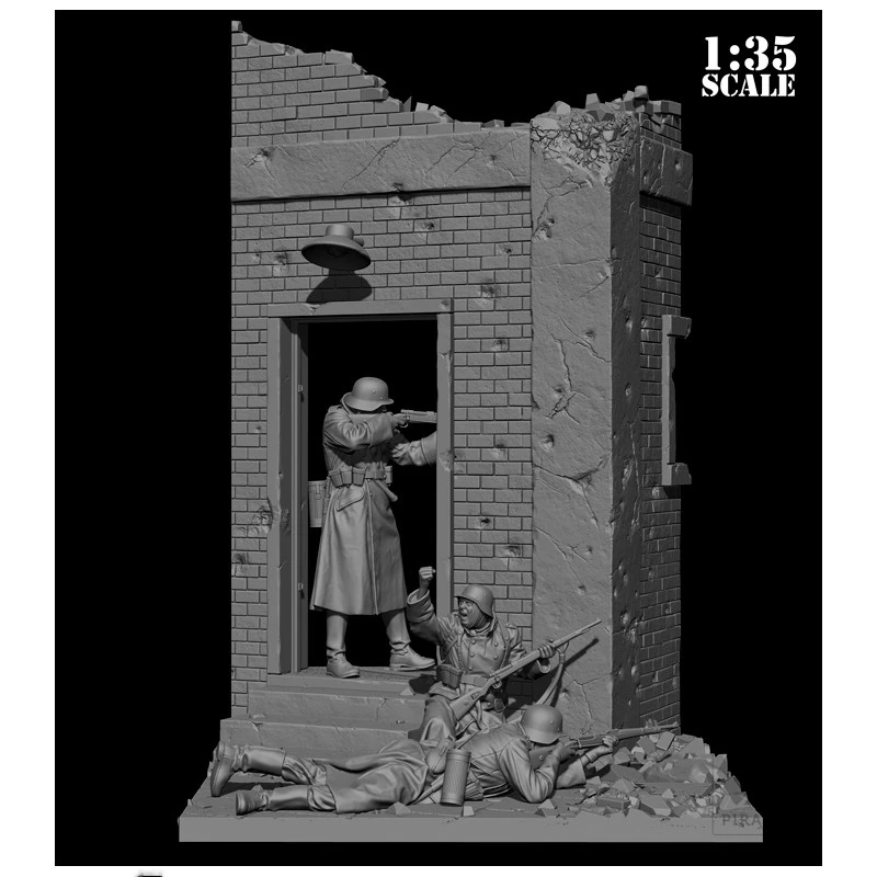 Analyste de figurines en résine non assemblées et non peintes, 3 personnes, scène incluse, GK, 1/35