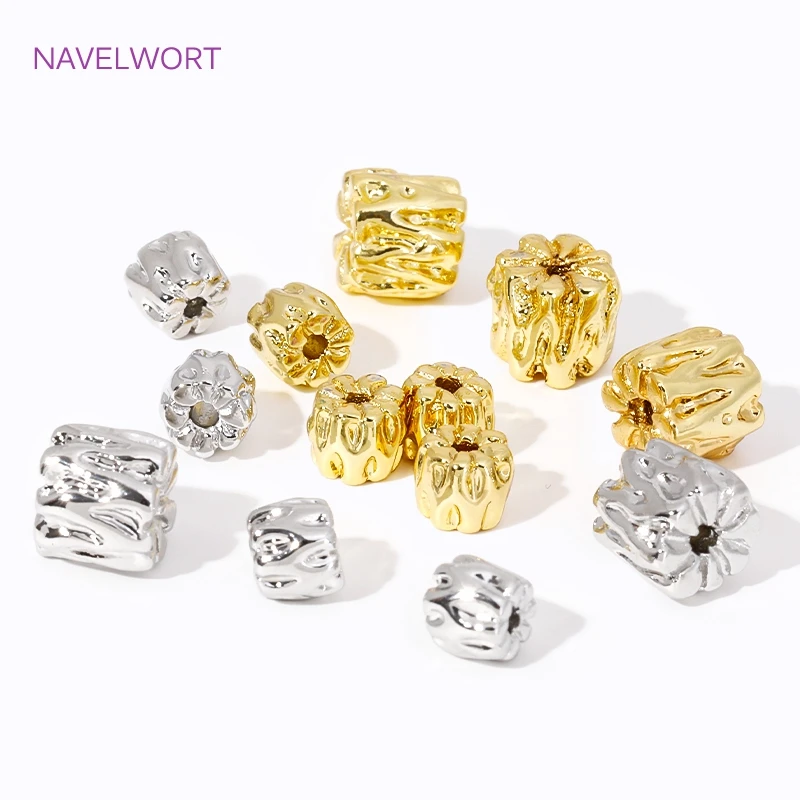 2 Sizes Beads Separator 18K Gold Plated Brass Irregular Spacer Beads For Jewelry Making Supplies DIY Bracelet Making Accessories