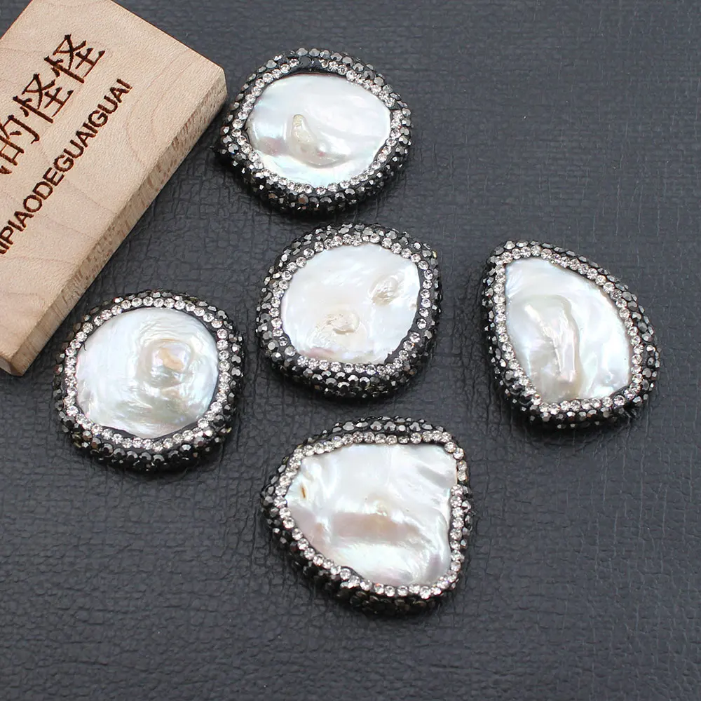 

APDGG 5 шт. белый жемчуг и черный горный хрусталь бусины-разделители аксессуары для изготовления ювелирных изделий