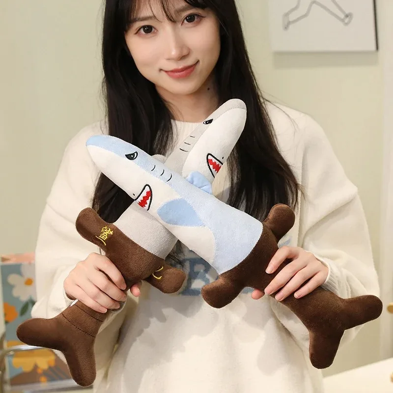 Cartoon Shark Katana Sword Fun Chinese Sabre Anime Cosplay Samurai Sword Soft Stuffed Shark Knife Desk Ornament Home Decoration