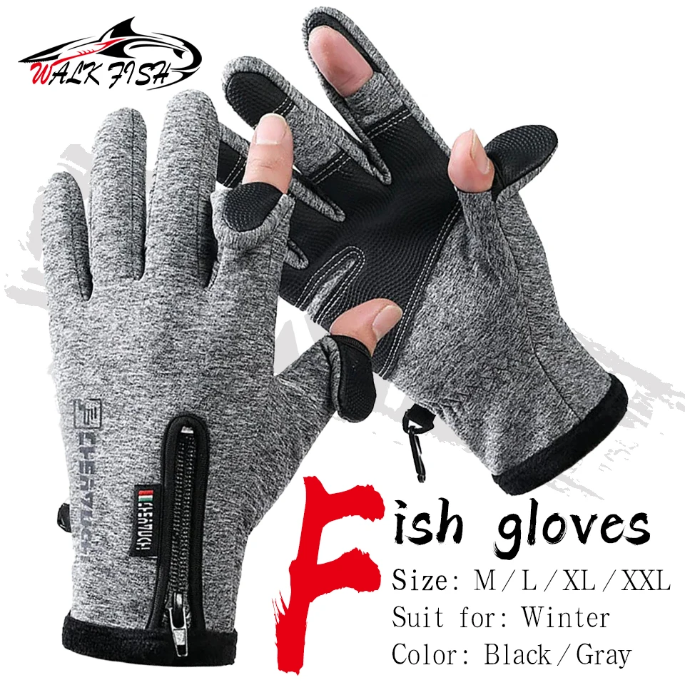 

WALK FISH 1 Pair Winter Fingerless Fishing Gloves Touchscreen Motorcycle Cycling Gloves Anti-Slip Windproof Cold Weather Unisex