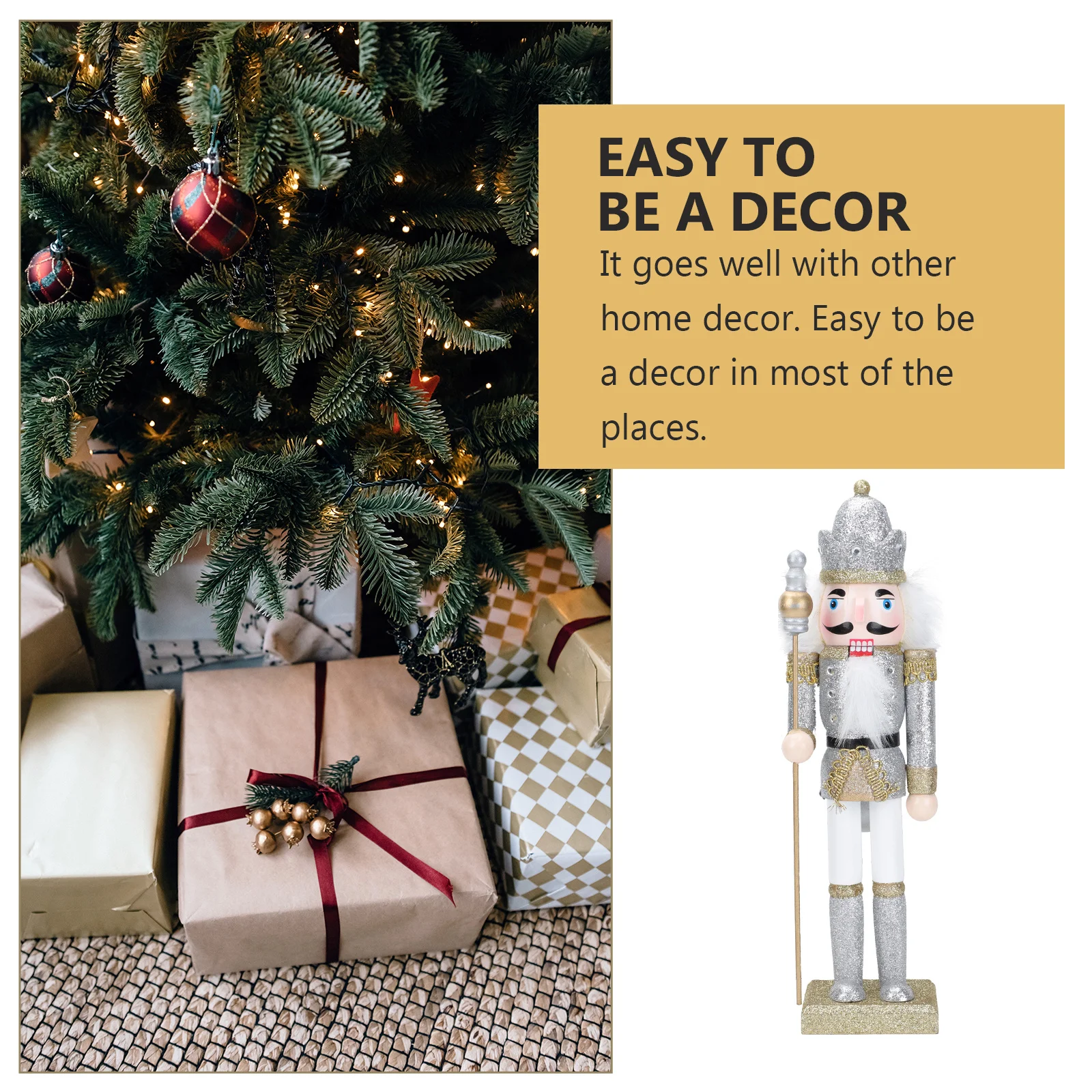 

1Pcs Wooden Nutcracker Puppet Soldier Holiday Decoration for Christmas Home Desktop Decor Walnut Soldier Craft Surprise Gift