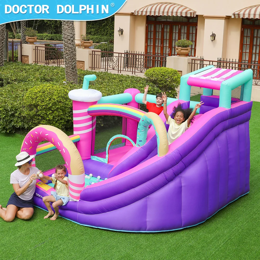 Casa inflable de rebote Doctor Dolphin con tobogán, castillo saltador, casa hinchable trapine con soplador, juguetes de regalo de cumpleaños para niños