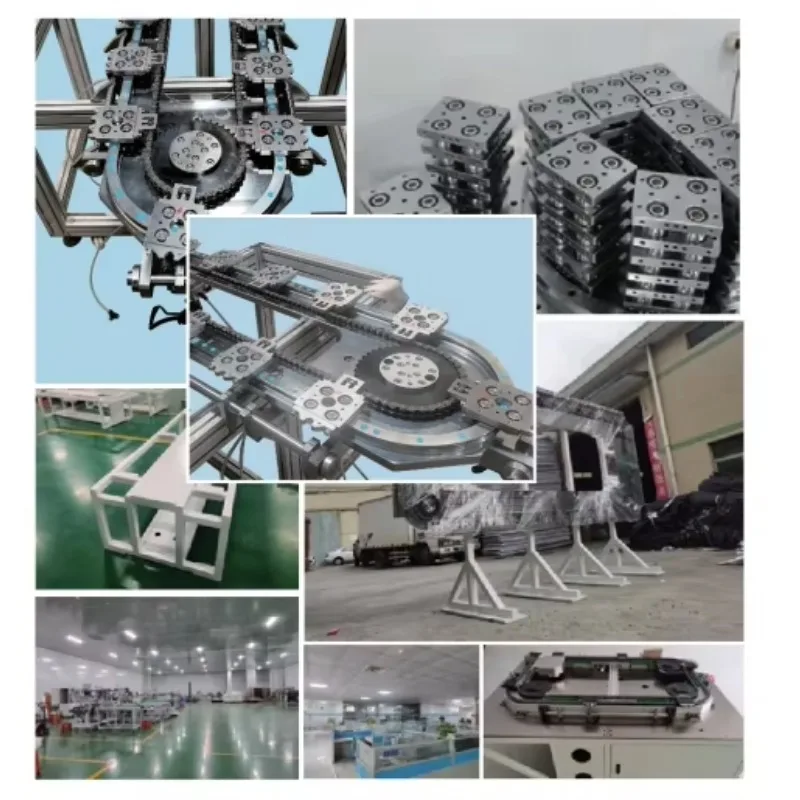 Chain annular guide circular conveyor line, bending circular motion industrial automation closed loop assembly line system