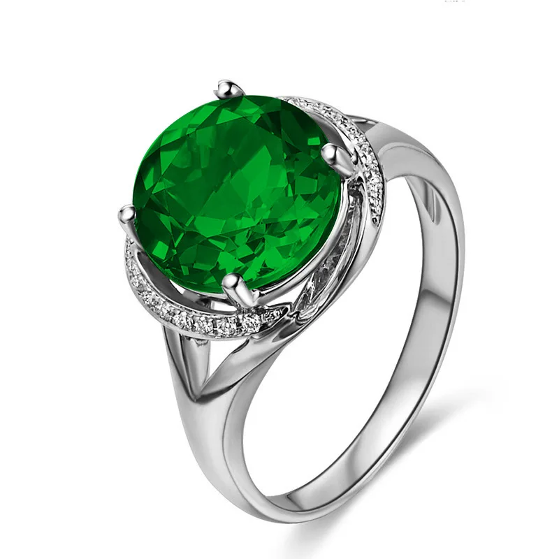 S925 sterling silver ring new 18K rose gold plated gemstone live ring engagement ring