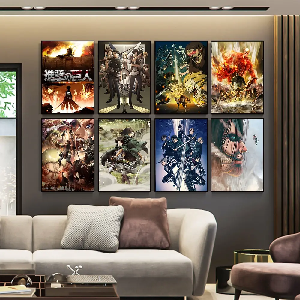 Anime Attack on Titan Poster  Levi Allen Mikasa Figure Wall Art Canvas Print for Bedroom Living Room Decor  Perfect Gift