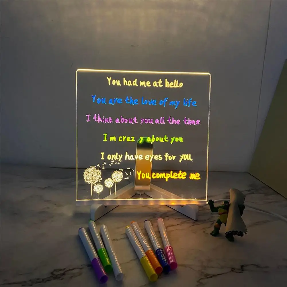 Acrylic Night Light Desktop DIY Handwriting Transparent Message Painting Night Light