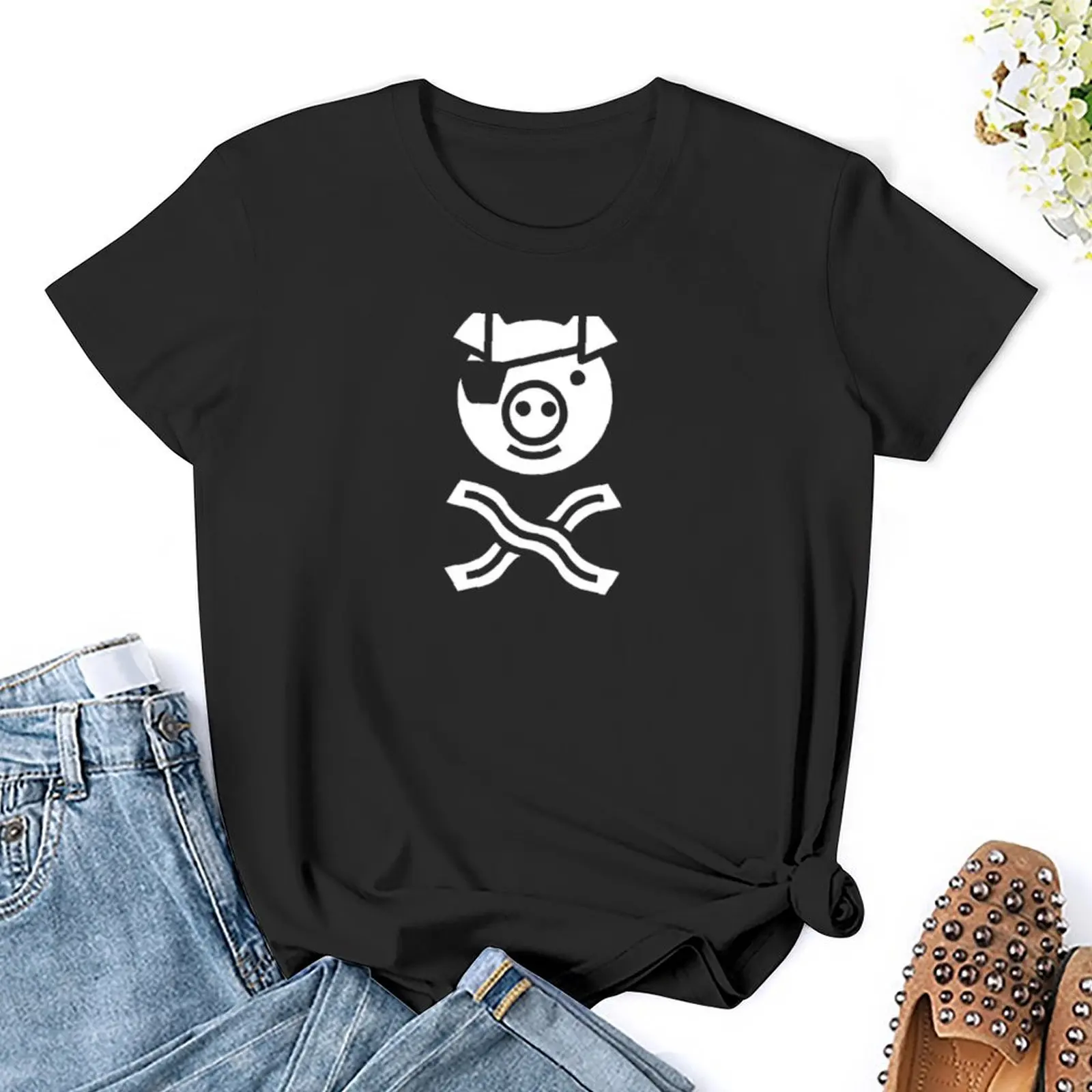 Piraten schwein T-Shirt ästhetische Kleidung weibliche Kleidung niedliche Tops plus Größe T-Shirts für Frauen locker sitzen