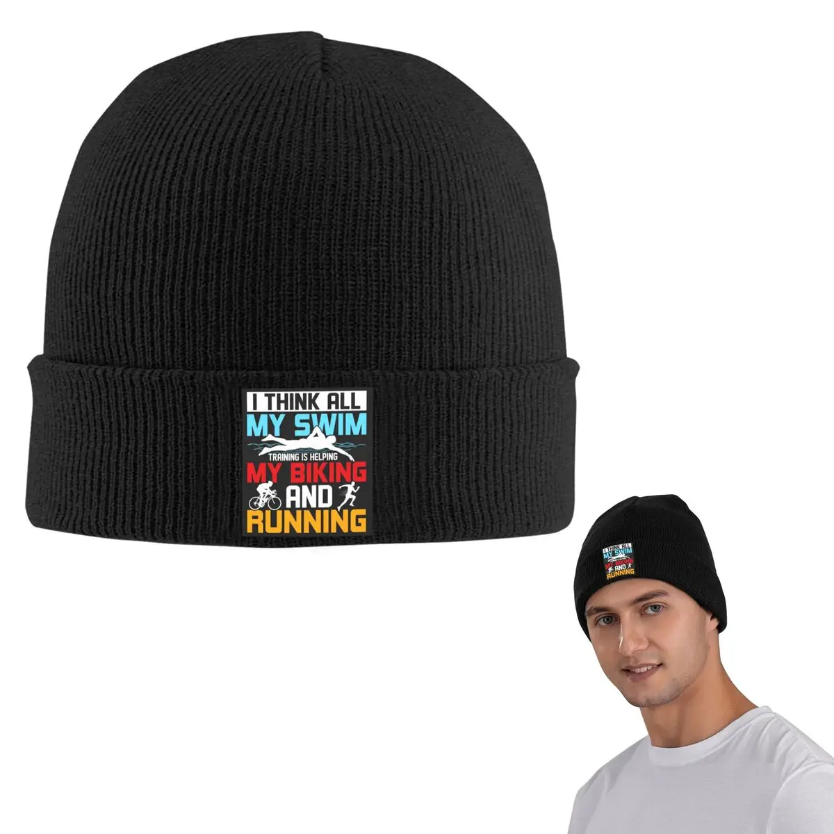 

Теплая вязаная шапка для триатлона, плавания, езды на велосипеде, бега, модная шапка-капот, осенне-зимняя уличная шапка, шапки для мужчин, женщин и взрослых