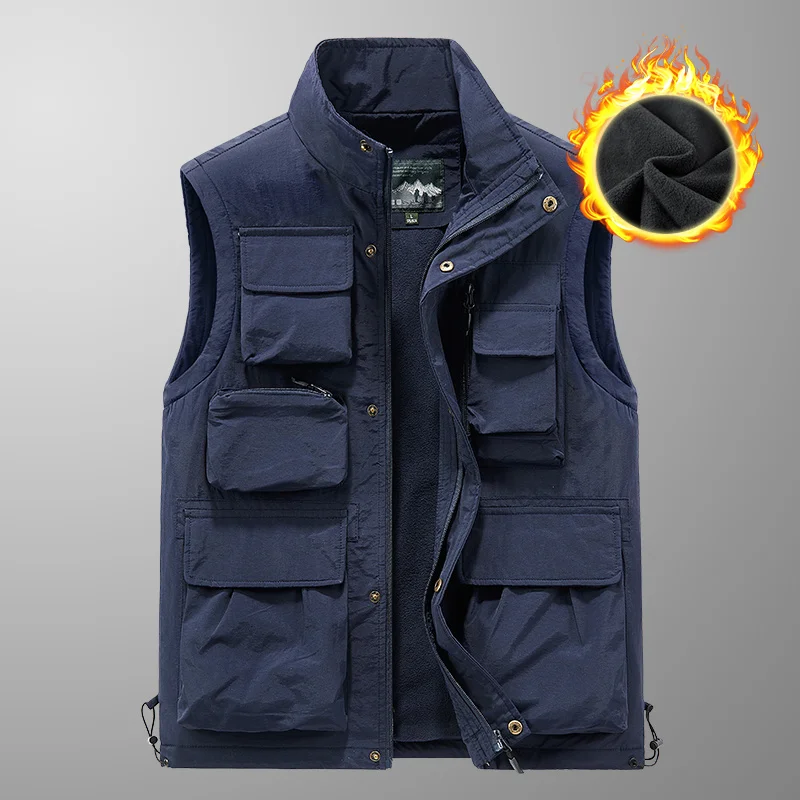 Men\'s Waistcoat Camping Jackets Sports Vest Outdoors Zip Sleeve Male Coat Clothing Vests Tactical Work Sleeveless Winter Best